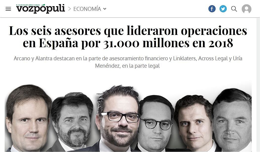 Los seis asesores que lideraron operaciones en Espaa por 31.000 millones en 2018